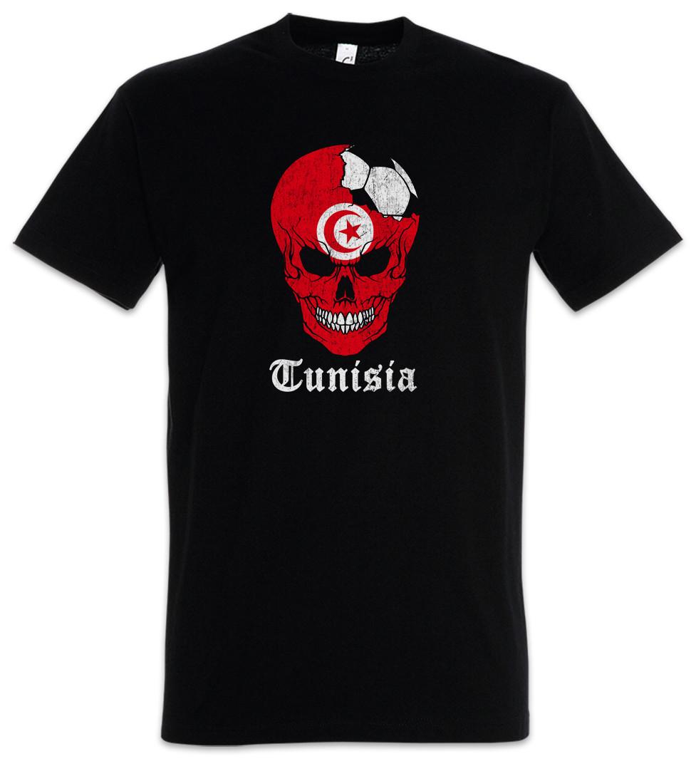 Tunisia Football Skull I T-Shirt tunisian Soccer Flag Banner World Championship L