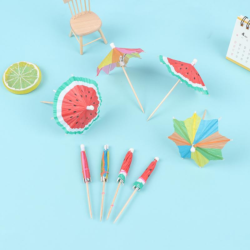 50Pcs Cocktail Umbrella Sticks Decorative Toothpicks Fruit Dessert Drinks Picks