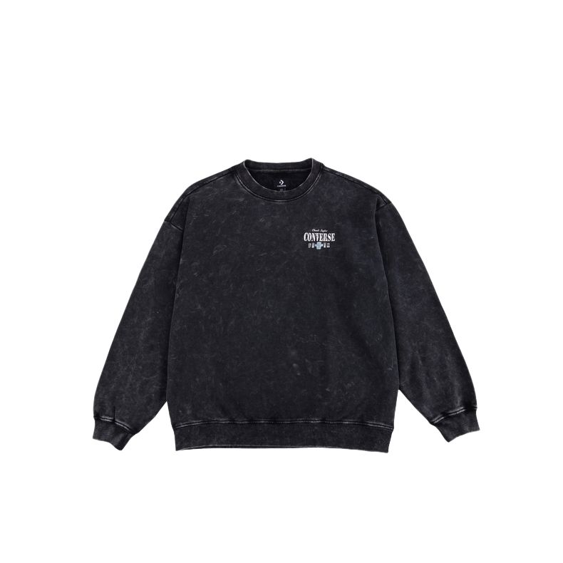 Converse Sweatshirts Unisex Blue Gray Crew Neck Moderate UCJ123-023 L