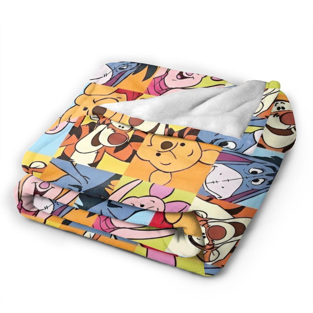 Winnie the Pooh Cartoon Blanket Piglet Tigger Eeyore Flannel Funny Breathable Throw Blankets for Home Spring/Autumn,