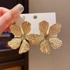 111 Silver Needle Cold Wind Exaggerated Metal Flower Earrings Fashion Atmospheric Design Sense Earrings Retro Personality Earrings