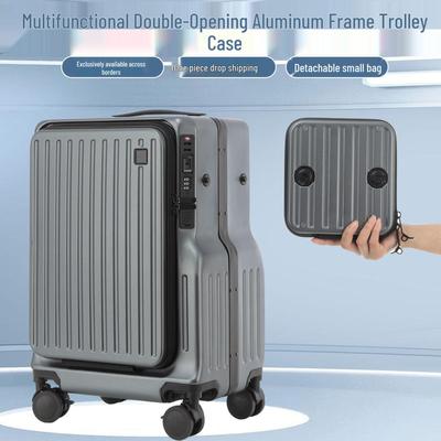 Valigia con Scomparto per Laptop ad Apertura Frontale con Ricarica USB, Telaio in Alluminio, Assorbimento degli Urti e Design Trolley da Cabina