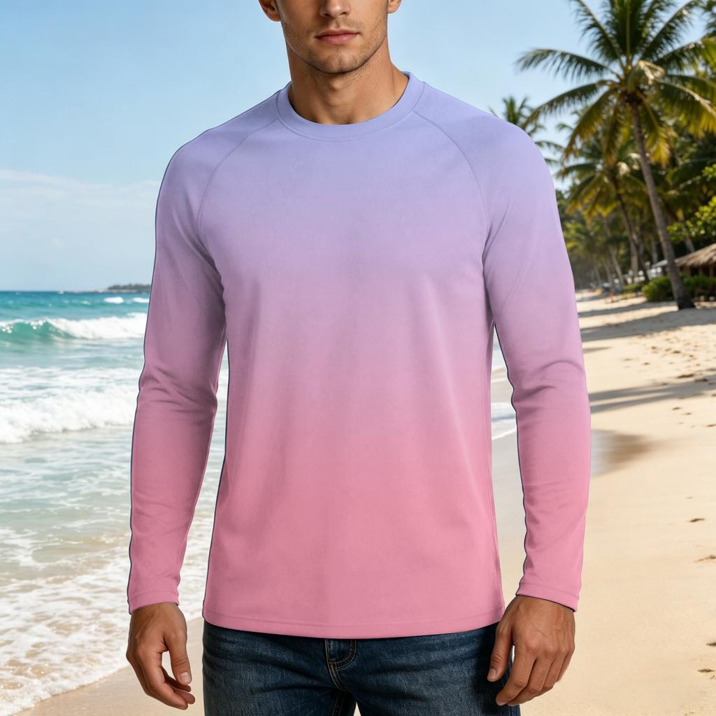 Men's UPF50+ Sun Protection Long Sleeve Shirt Stretch Fabric Lightweight Breathable Outdoor Activewear Top