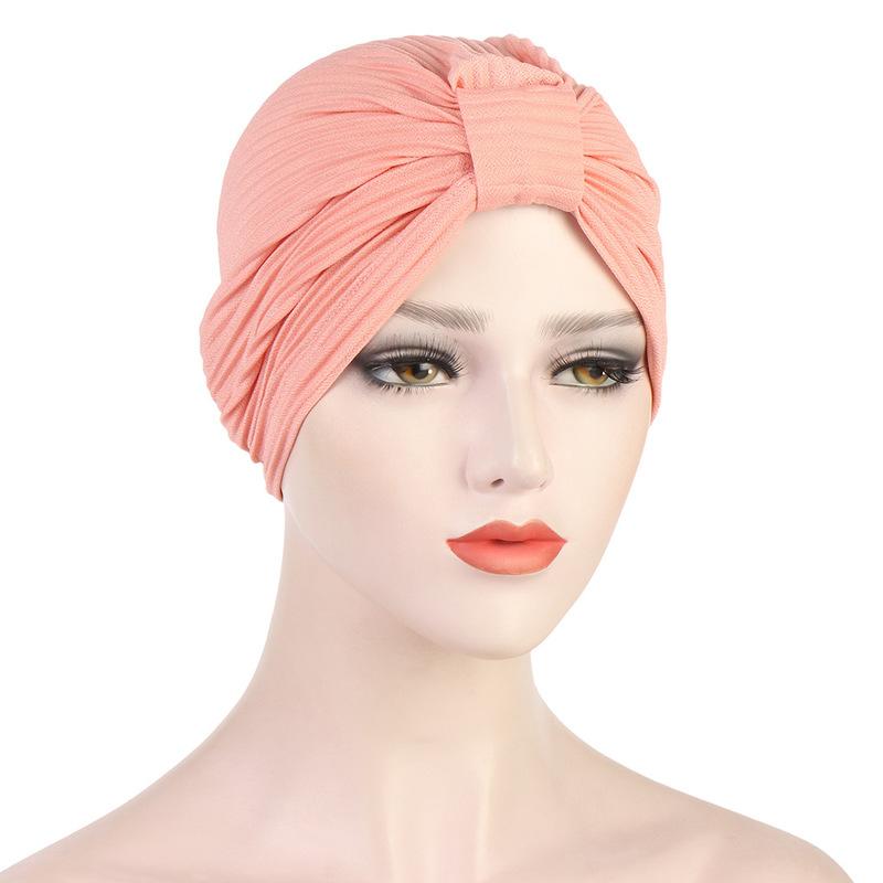 Turbante de algodón y lino para mujer, turbante trenzado para mujer, turbante musulmán, gorro químico, tocado indio