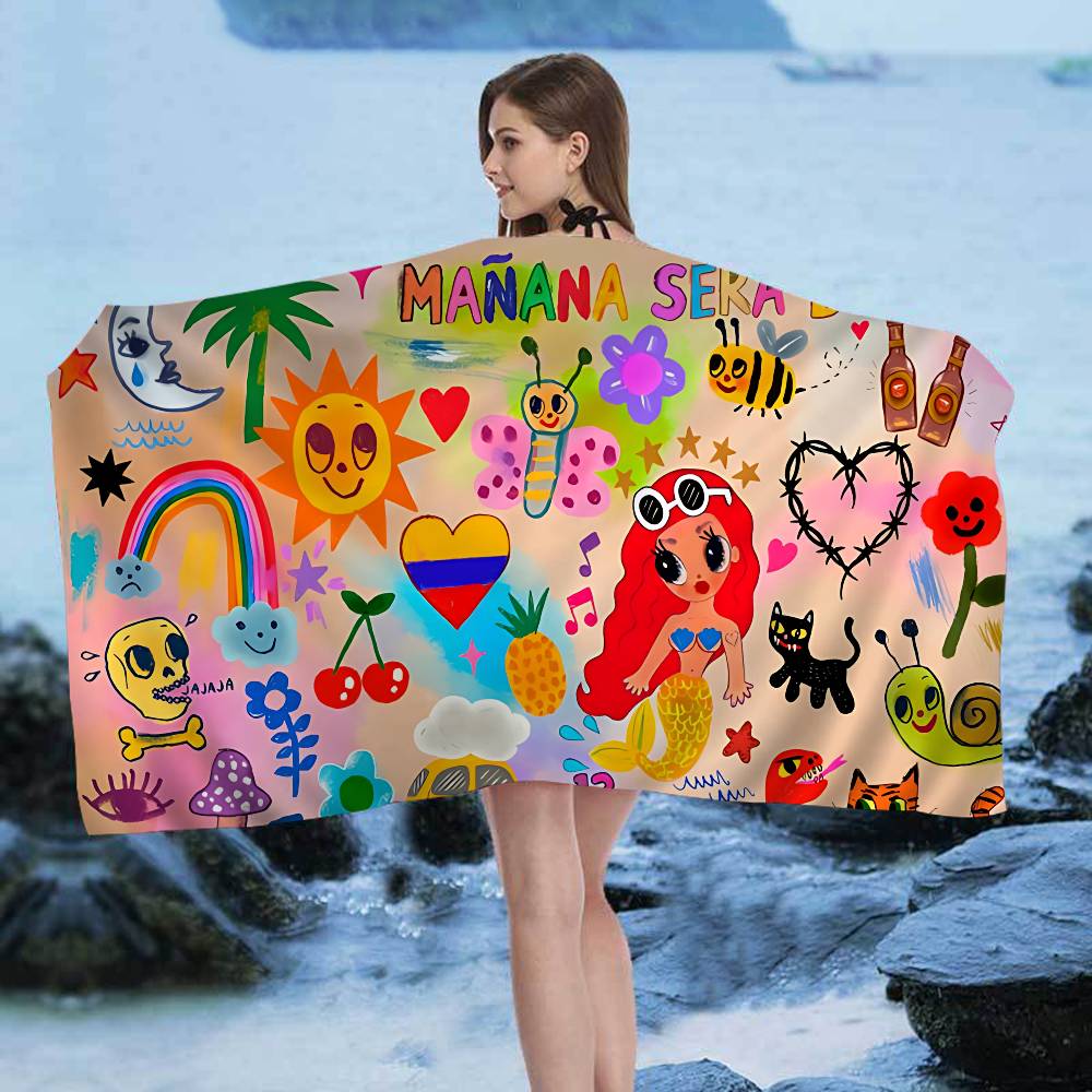 

K-Karol G Manana Sera Bonito Big Microfiber Beach Towels Quick Dry Towel Sand Beach Towels Pool Towel for Travel Swim Pool Yoga W30*H60(CM)