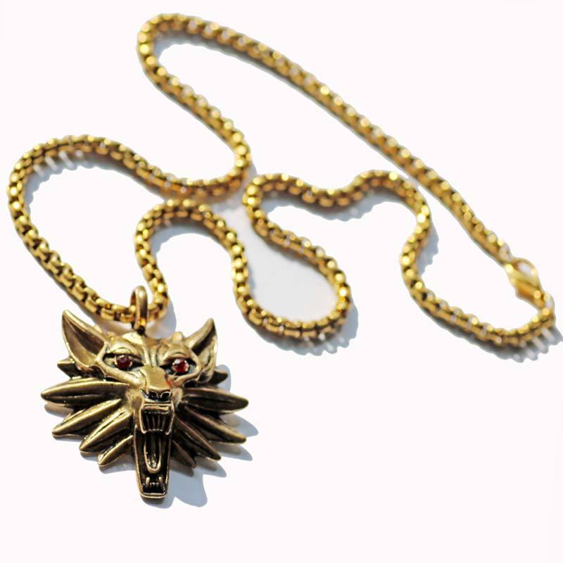 Wolfskopf Titanstahl Anhänger Halskette - Europäischer und Amerikanischer Schmuck, Vom Gaming inspiriertes Design, Beliebter Bestseller