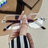 Left Square Right Round Transparent Fashion Novelty Glasses Clear Computer Anti Blue Light Eyeglasses PC Frame and Lens, Full Rim, Decorative Lens