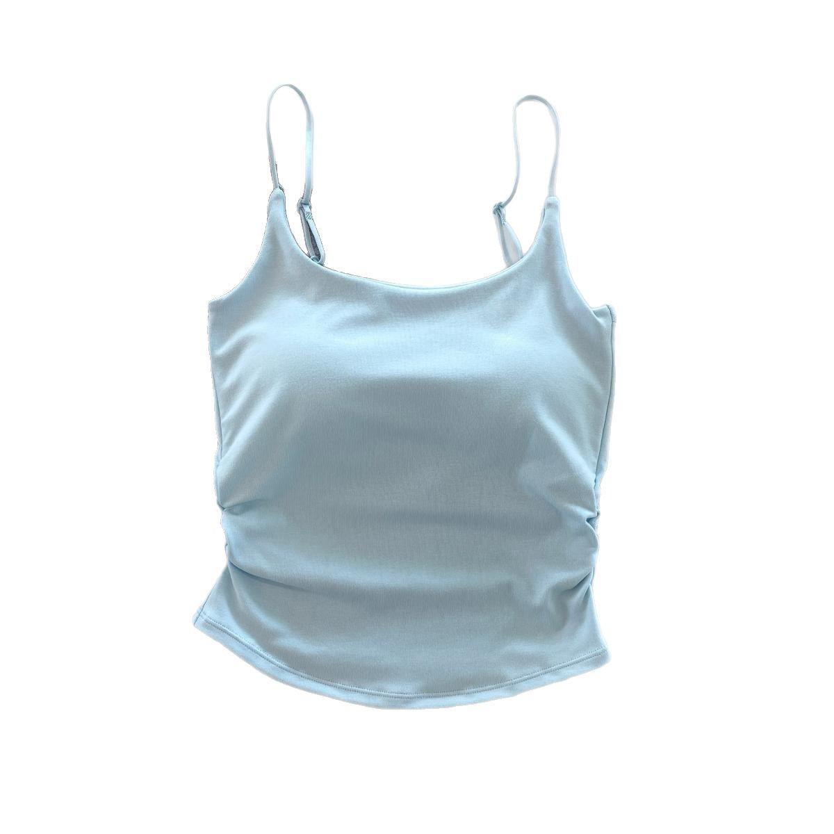 

Трендовый топ-майка Y2K с драпировкой для женщин со встроенными чашечками - Сексуальный, милый и пикантный дизайн с облегающей красивой спинкой One Size (40-65kg)