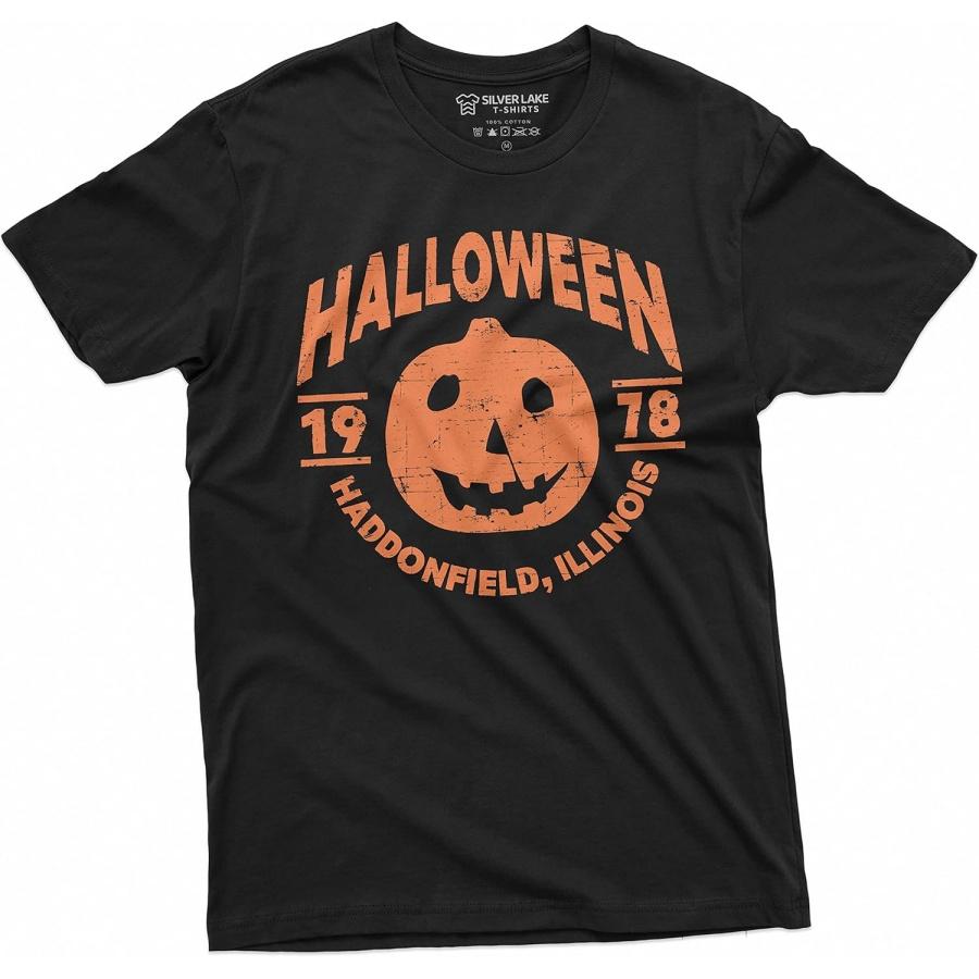 Halloween Pumpkin T-Shirt Movie Popular Culture 1978 Haddonfield, Illinois Tee Shirt XXXXXL чёрный