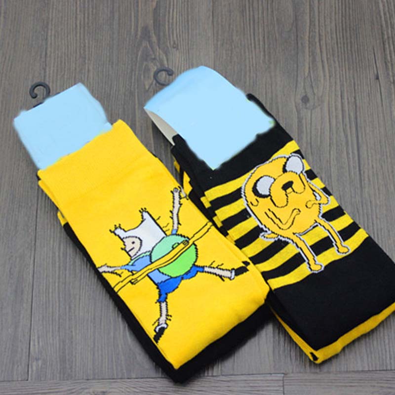 Cute anime cartoon adventure socks yellow street role playing cotton comics female men socks party novelty interesting spring