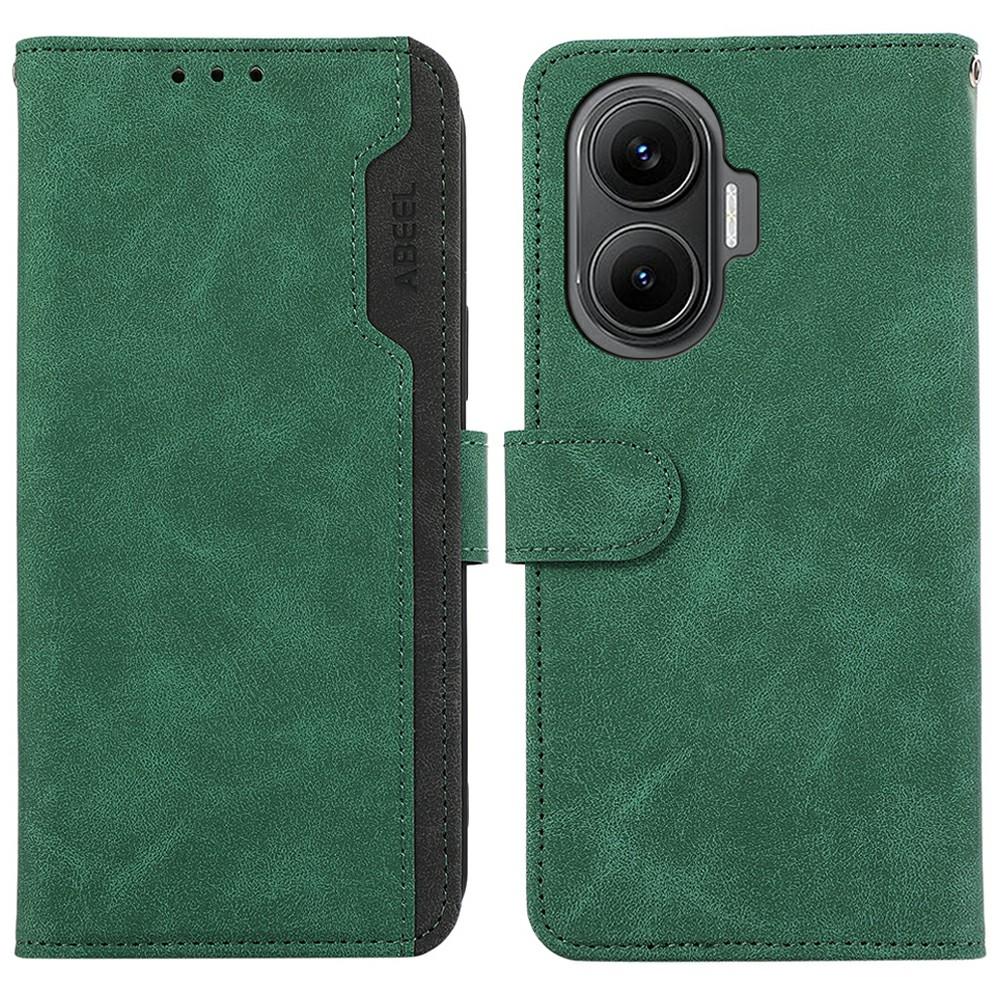 

ABEEL For Xiaomi Redmi Turbo 4 Pro 5G/Poco F7 5G Case Color Splicing Leather Flip Phone Cover RFID Blocking Green