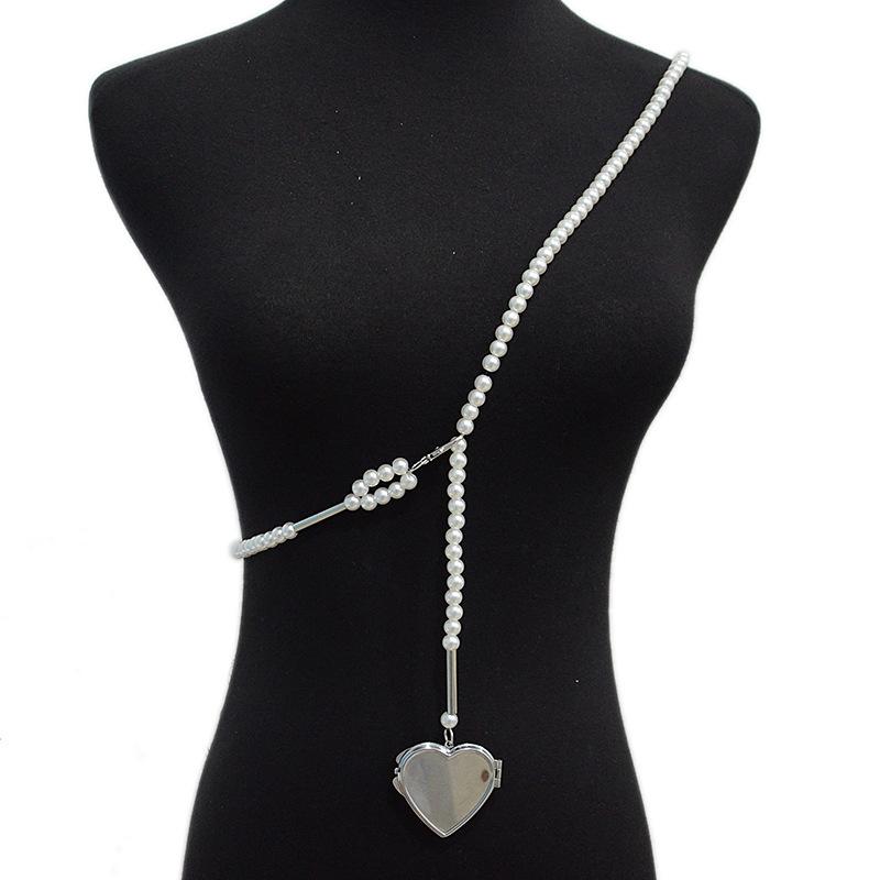Meier Pearl chain belt - women s decorative slim waist belt - metal heart dress waist chain 115cm серебряный