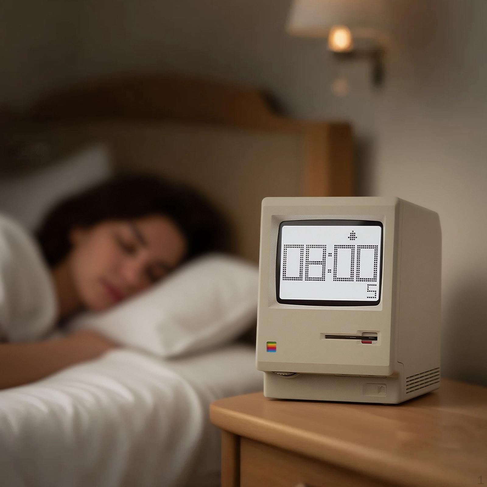 

Desktop Computer Alarm Clock White Gift Date Snooze Time Office Room Day of The Week Home