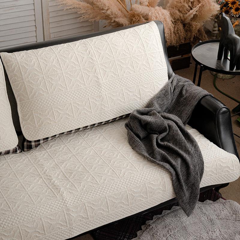 Double-sided Four-season Cotton Double-sided Sofa Cushion Cushion Universal Fabric Gray Simple Fashion Embroidered Sofa Towel Cushion