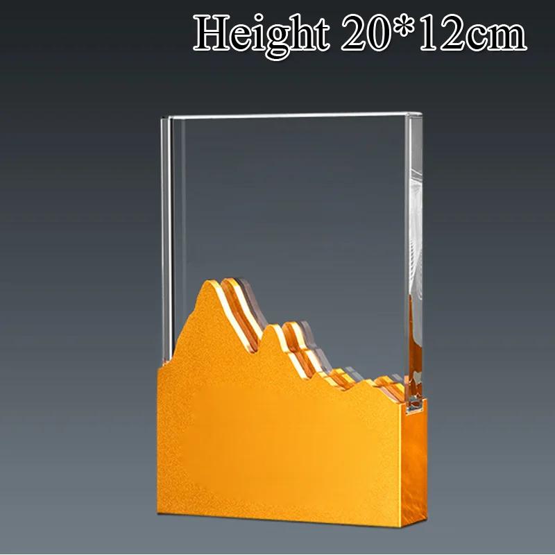 Customized Crystal Trophy High-End Metal Gold, Silver, Copper, Award Honor Gift Excellent Employe Souvenir, Home Decoration, 1Pc