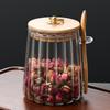 Clear Glass Sealed Storage Tank Tea Coffee Bean Dried Fruit Storage Box with Bamboo Lid Kitchen Grain Storage Jar Container