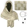 Cotton Linen Shawl With Geometric Pattern And Fringe For Casual Summer Wear