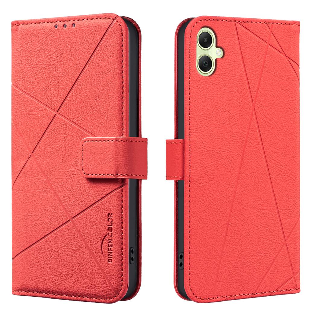 For Samsung Galaxy A06 5G/Galaxy A06 4G Case BINFEN COLOR BF35 Geometry Imprinted Leather Phone Cover RFID Blocking Wallet Stand