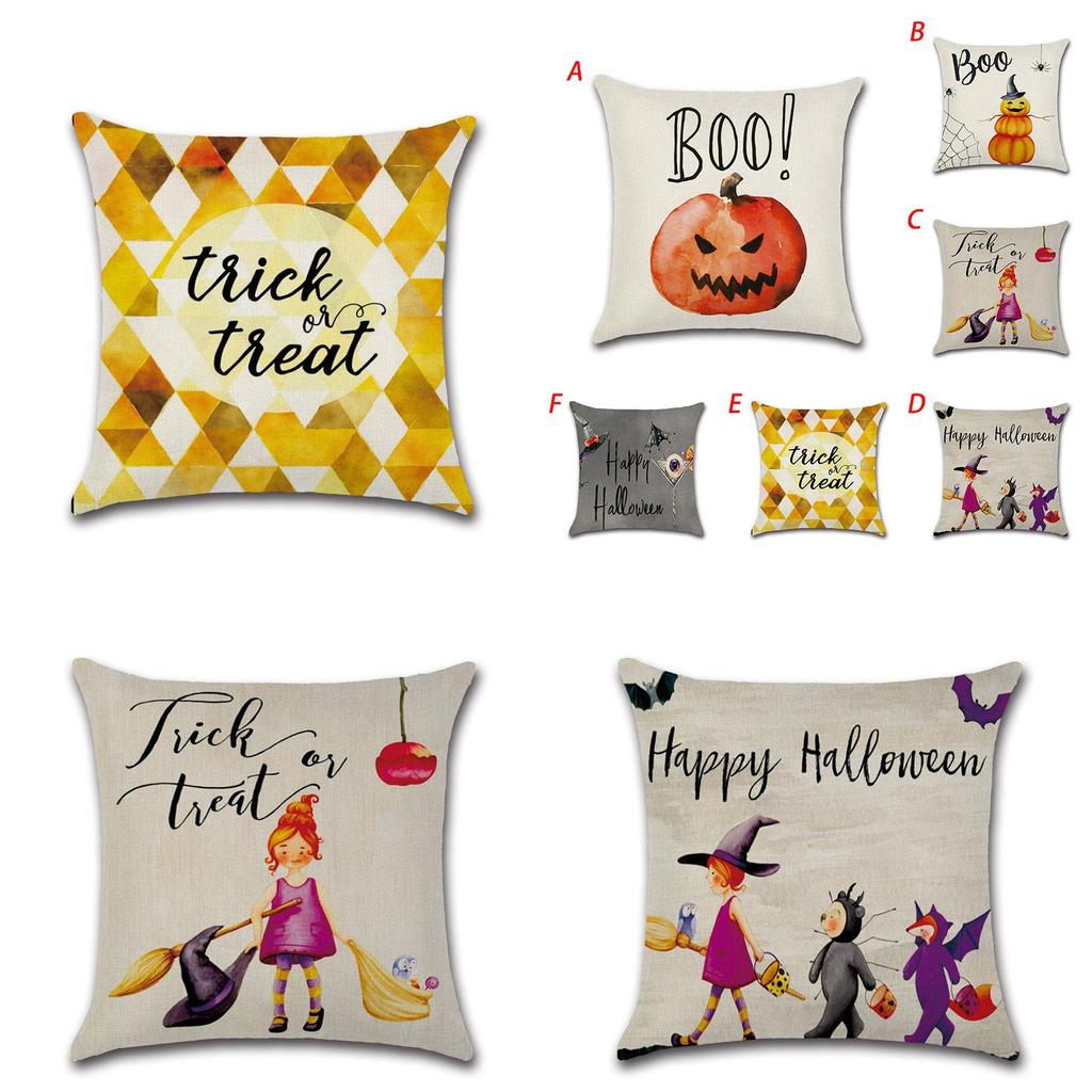 Premium Quality Halloween Pumpkin Linen Throw Pillow Cover For Sofa Home Decoration