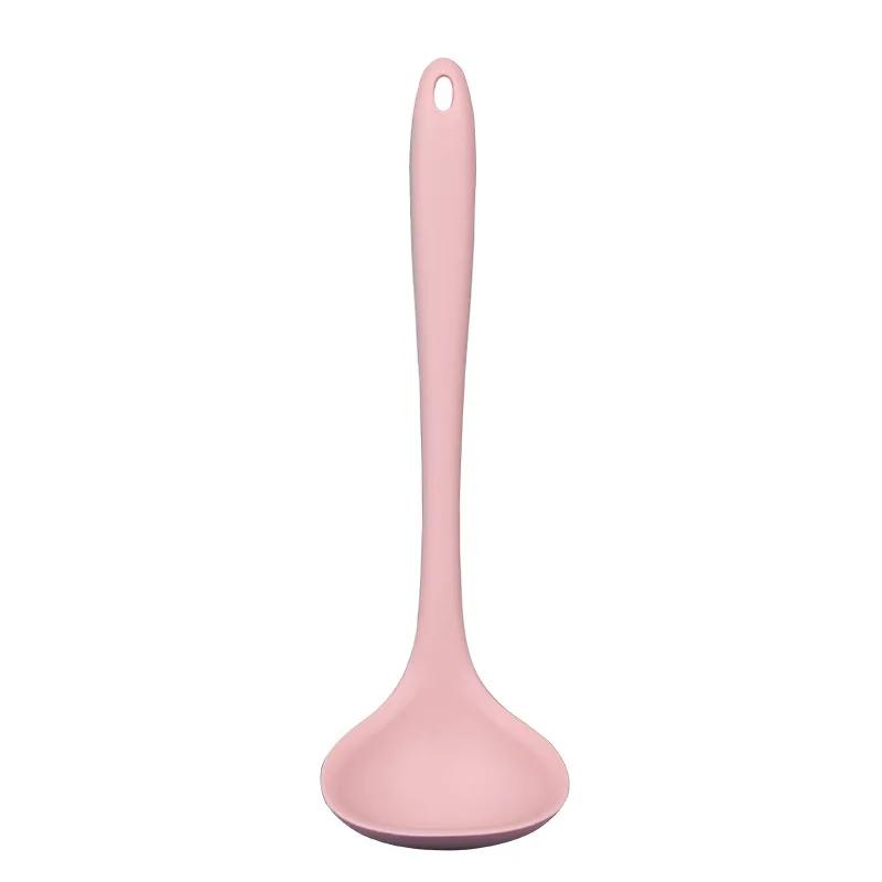 Silikon-Schöpfkelle, Suppenlöffel, antihaftbeschichtet, gebogener Griff, unzerbrechlich, große, runde Schaufel für das Abendessen, kreatives Küchen- und Esszimmer-Werkzeug, Geschirr