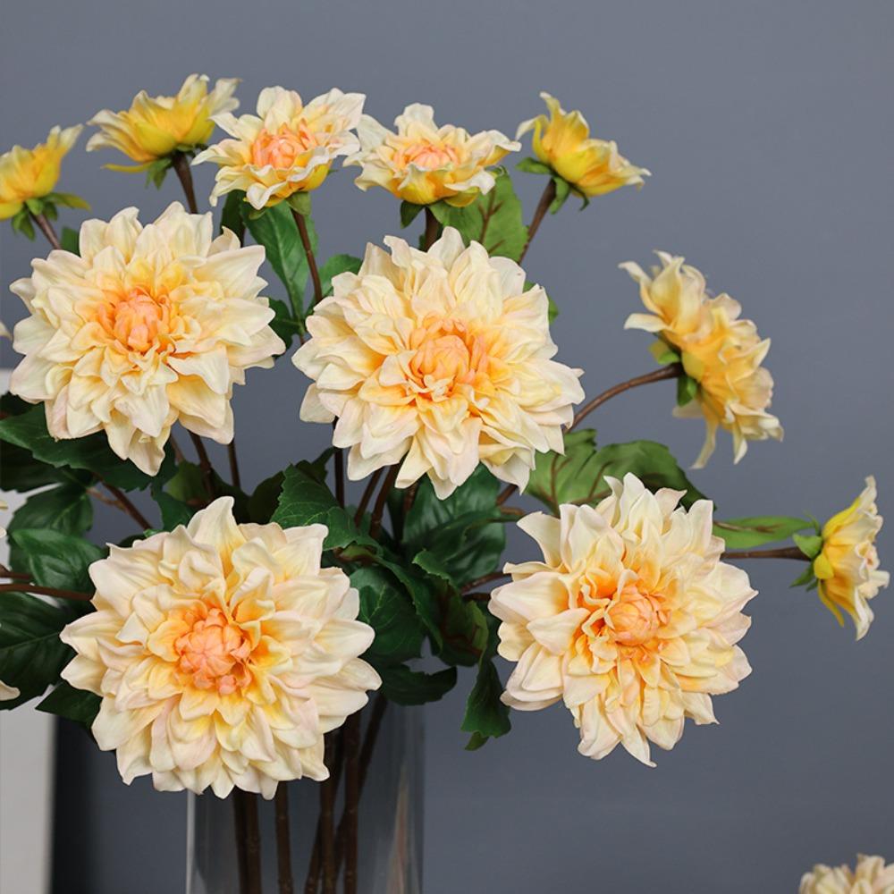 Luxurious Artificial Dahlias Flowers Durable Realistic Dahlias Flowers Fake Flower  Wedding