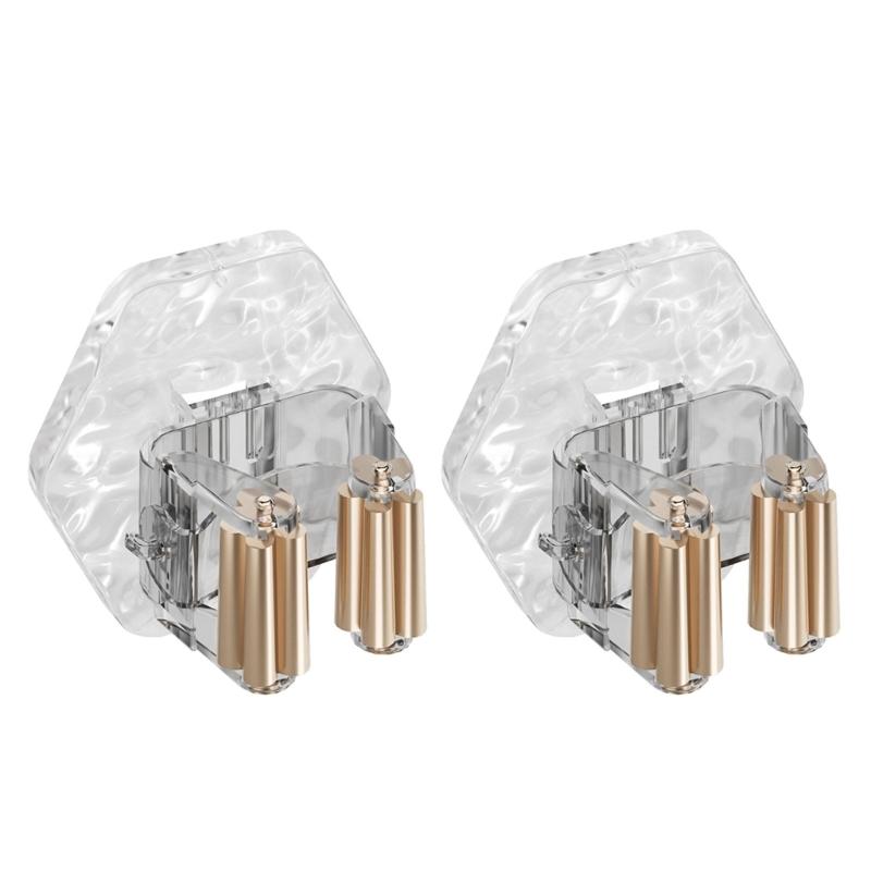 

Clear Waved Designs Mop Hook Adhesive Wall Clamp Easy Mounting for Organizing Brooms and Mops Securely золотий/прозорий