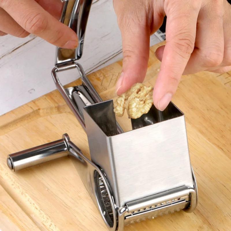 4 In 1 Rotary Cheese Grater - Stainless Steel Shredder For Parmesan, Butter, Nut | Kitchen Gadget Multi Use Tool Set