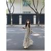 Kumikumi New Chinese Blooming Ribbon Long Sleeve One Piece Dress Women Clothing Autumn Chic Age-Reducing Slim Fit Slimming Long Dress