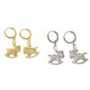 Exquisite French Zircon Micro-Pavé Horse Pendant Earrings: Elegant Women's Light Luxury, Fashionable Design
