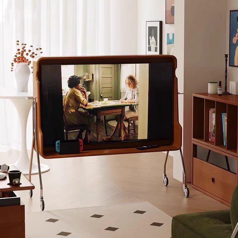 Vintage Movable TV Cabinet with Push-Pull Design for Living Room or Bedroom