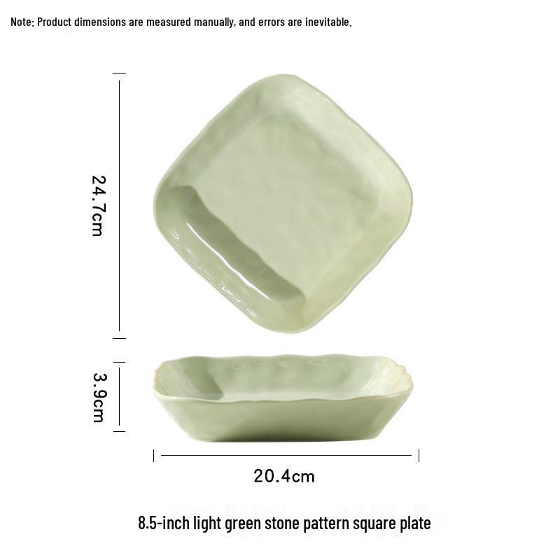 French Cream Style Large Square Ceramic Dinner Plate - Microwave Safe