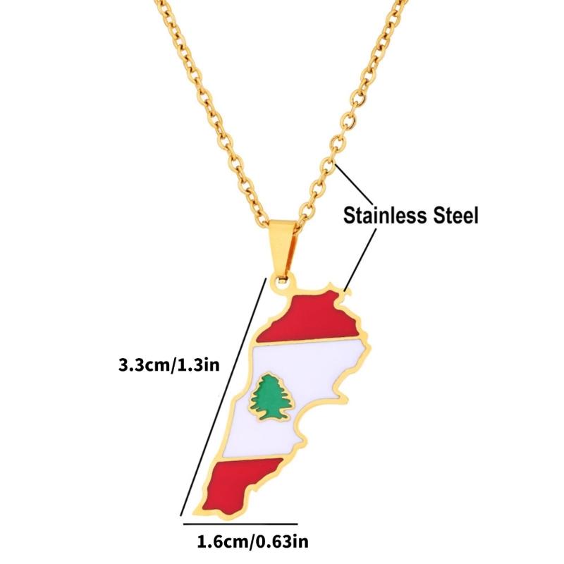 Unique Lebanese Map Designs Necklace Clear Detailing Necklace Alloy Texture Present for Stylish Women and Adventurers