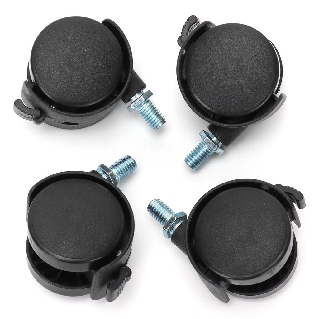4Pcs PU Casters with Brake 1.5in Universal Wheel for Cabinet Bookshelf Trolley Black