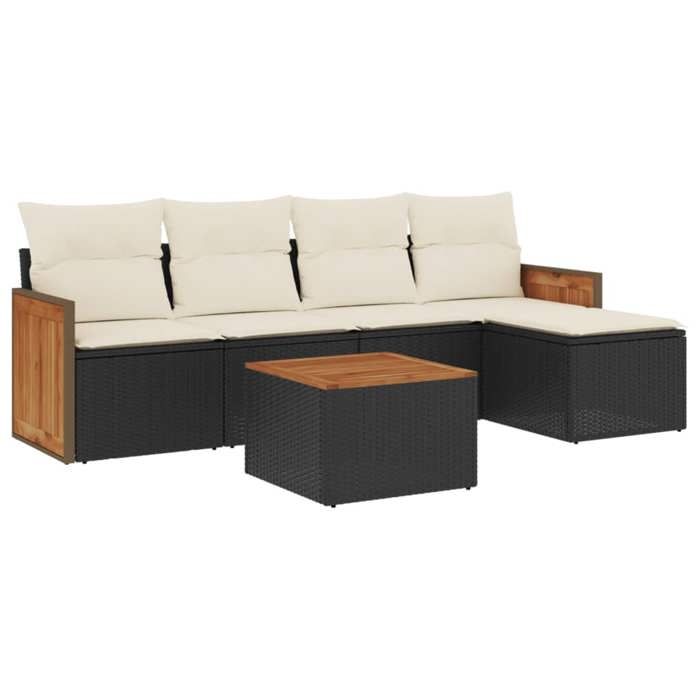 VidaXL Garden Lounge Set with Cushions 6 Pcs, Patio Sofas, Patio Furniture Set, Outdoor Furniture, Black 3227603