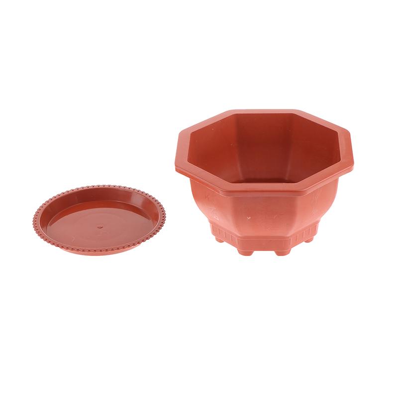 1 Pezzo Vaso da Fiori Esagonale in Plastica con Sottovaso Non si Deforma Facilmente Speciale per Bonsai Piante Verdi Decorazione Classica per Giardino Interno