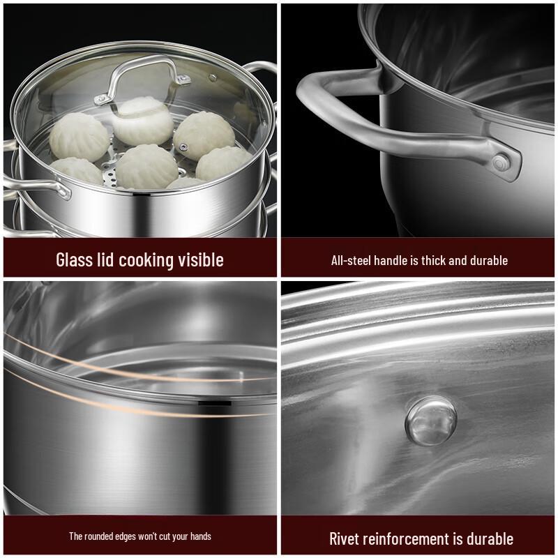 Sule 304 Stainless Steel 28CM 3-Tier Steamer Pot