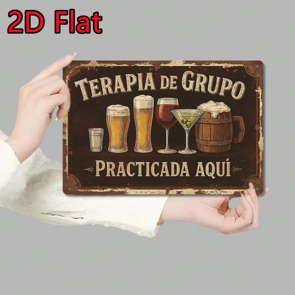 Vintage Metal Wall Art Spanish Quote Sign Beer Cocktail Decor Man Cave Kitchen Bar Office Rustic Retro Farmhouse