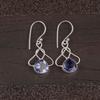Iolite Gemstone 925 Stamped Silver Handmade Earrings 1.50"  For Anniversary Gift EE-2-9