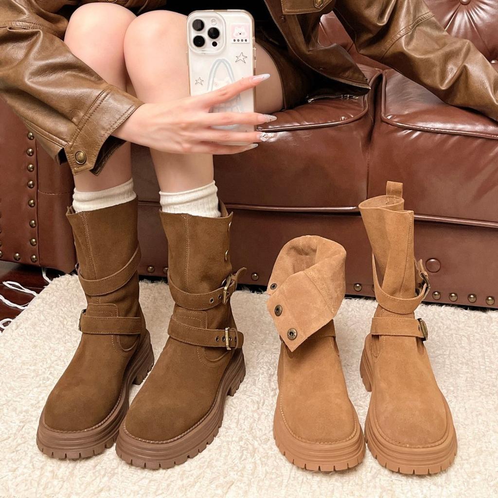 Thick-soled Versatile Fashion Boots Women's 2025 New Autumn Fashion Small Height-increasing Short Boots Versatile Temperament Trouser Tube Boots