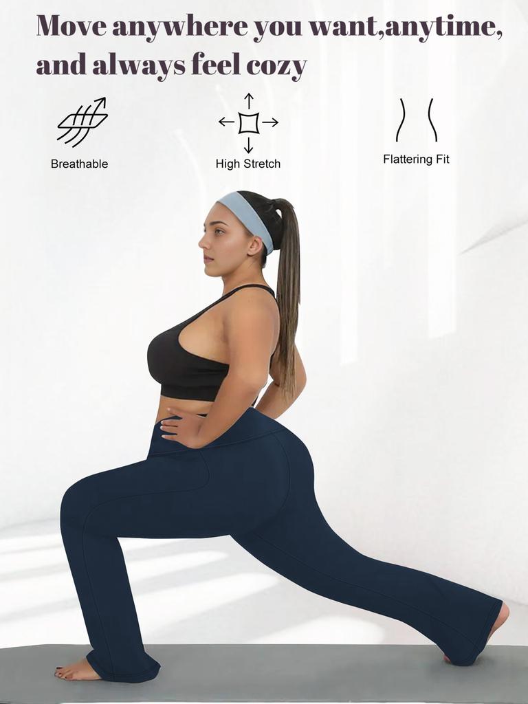 1XL-5XL Plus-Size Yoga Pants with Slightly Flared High-Waisted Slim-Fit Spring/Autumn Bell-Bottom Wide-Leg Yoga Pants