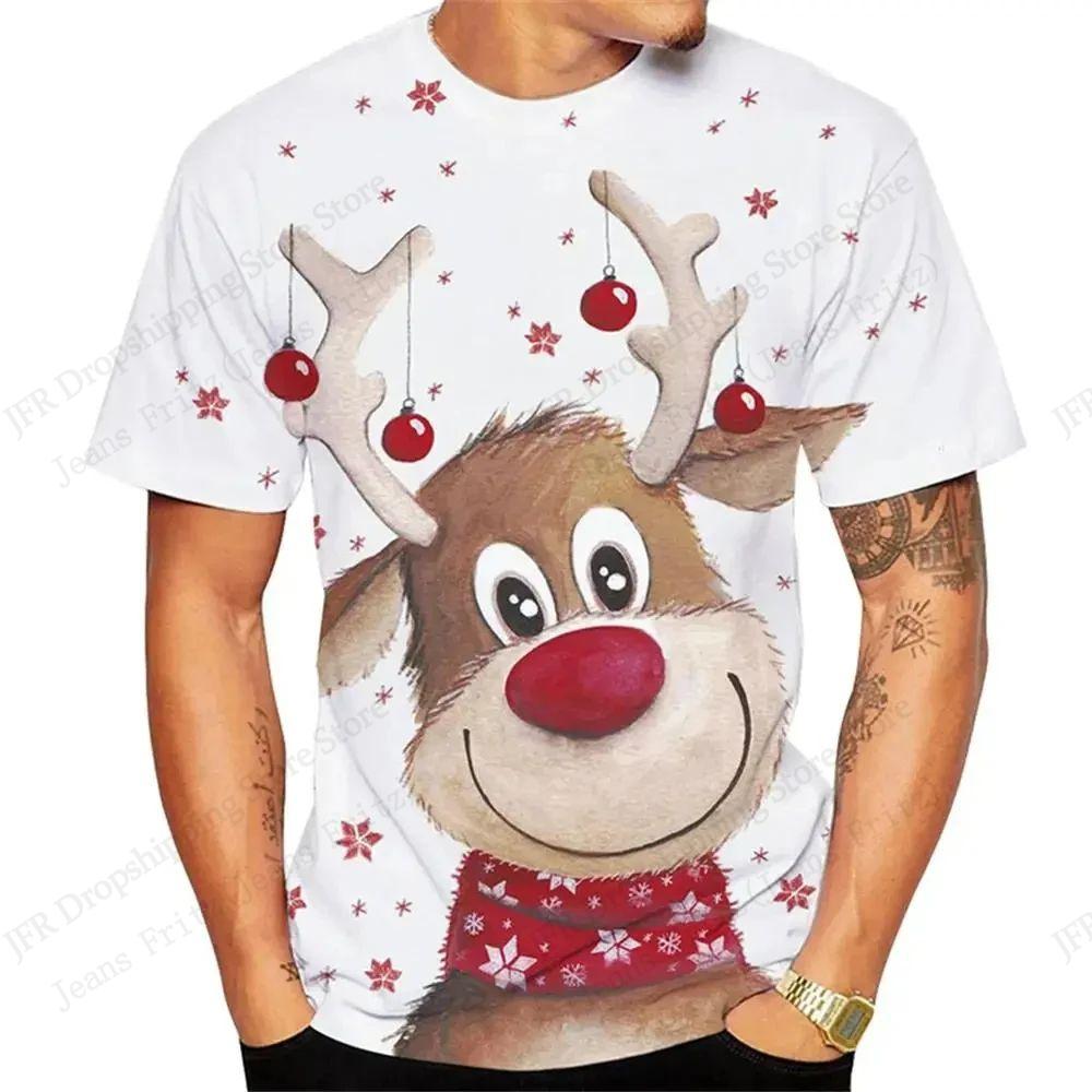Men's Christmas Funny Santa Claus 3D Printed T-Shirt, Men's Fashion Hip-Hop Casual Short-Sleeve Top