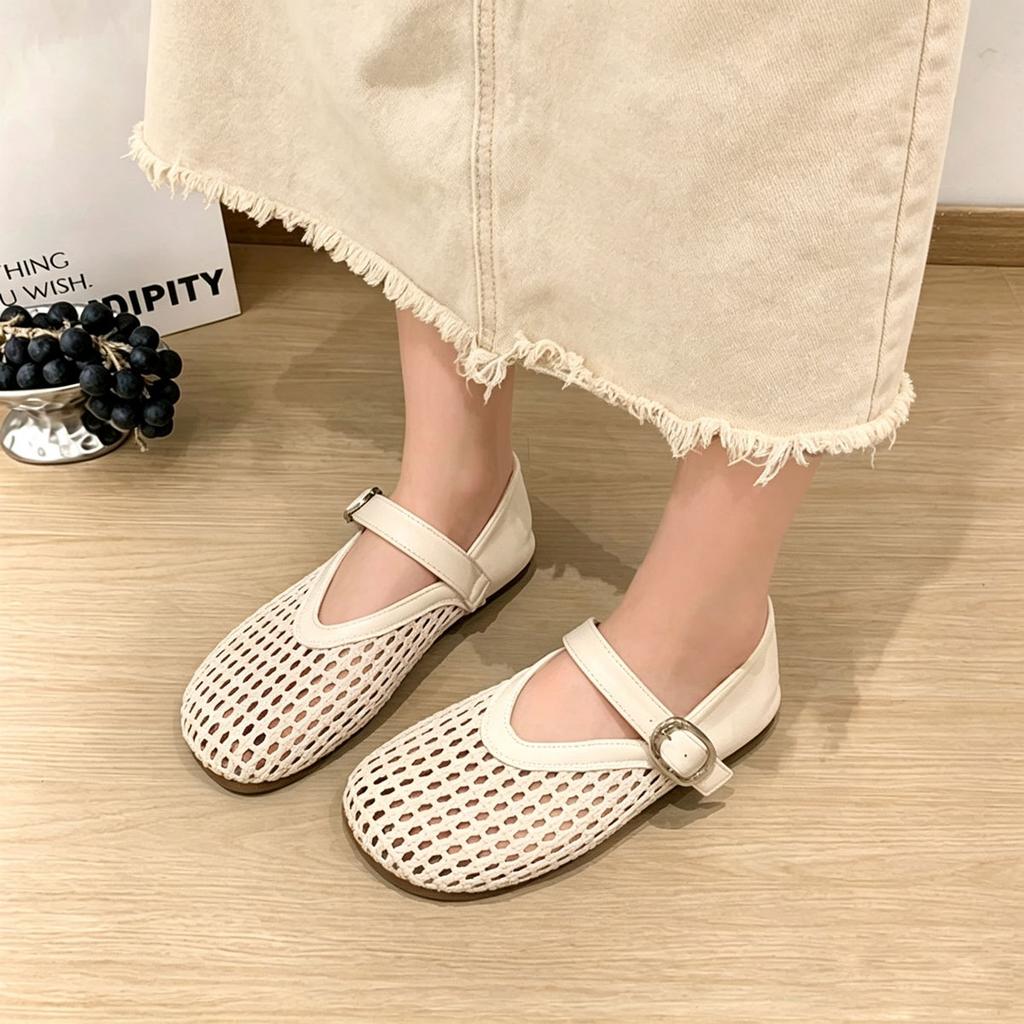 Girls Leather Mary Jane Shoes Spring Soft Sole Princess Shoes Breathable Hollow Casual Sandals for Summer Outdoor Wear