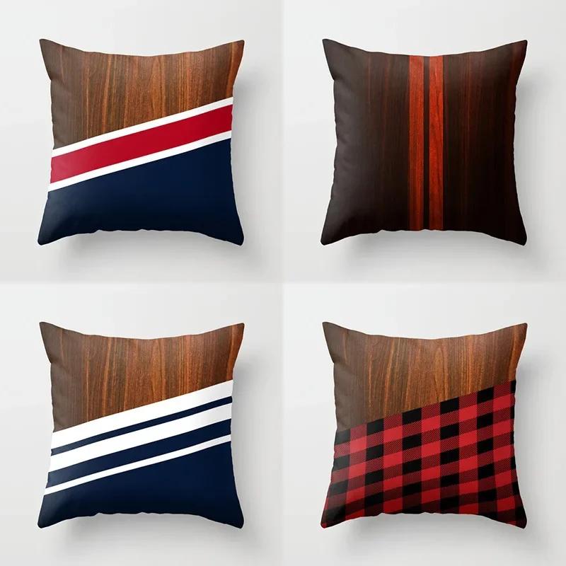 Farmhouse Home Decor Sofa Pillow Creative Wood Grain Marble Pillowcase Fashion Geometric Cushion Cover 40x40cm  50x50