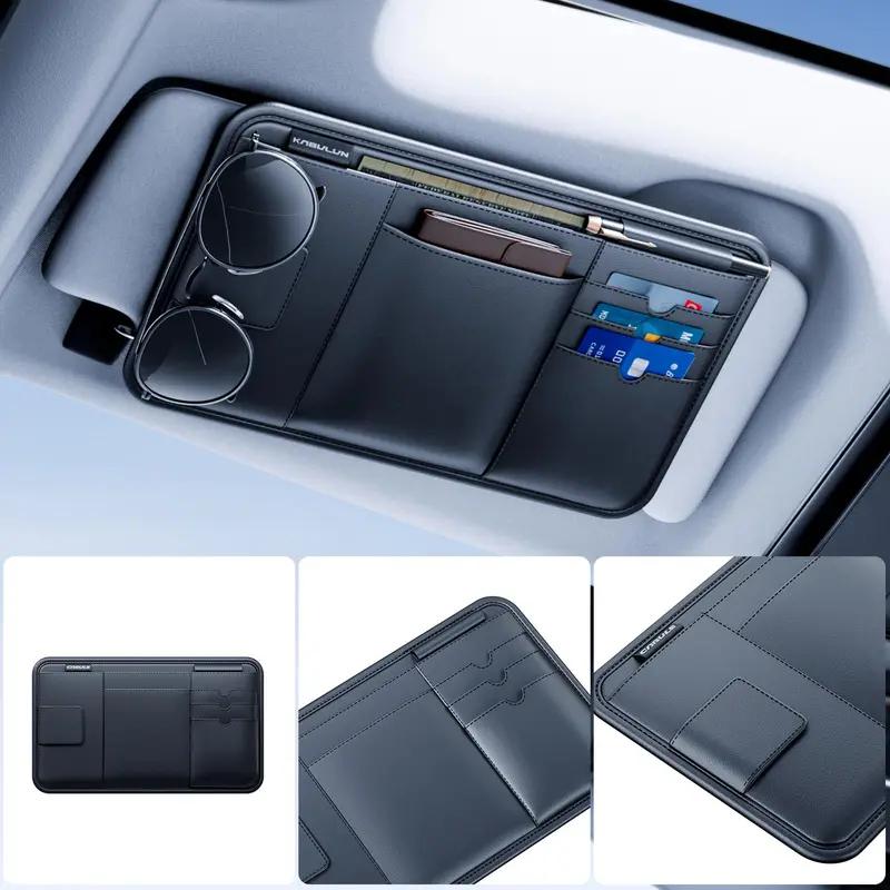 Universal Car Sun Visor Storage Pouch Multi Slot Wallet For Cards Phone Sunglasses Holder Auto Interior Organizer Accessories