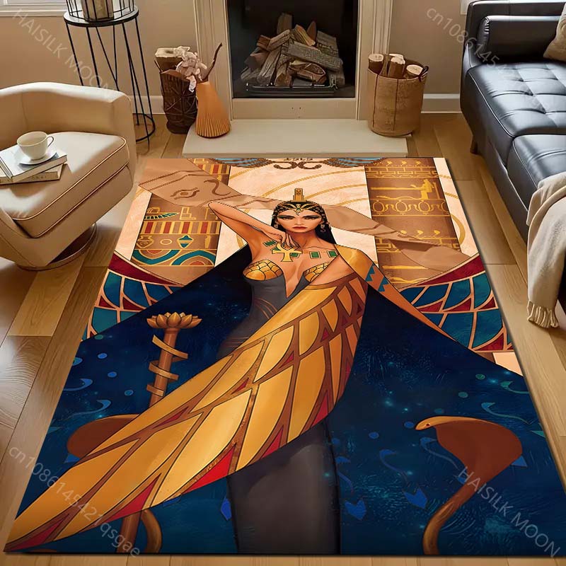 Ancient Egyptian Murals Print Carpet for Living Room Bedroom Sofa Doormat Decor Sofa Area Rug Non-slip Floor Mat for Gifts