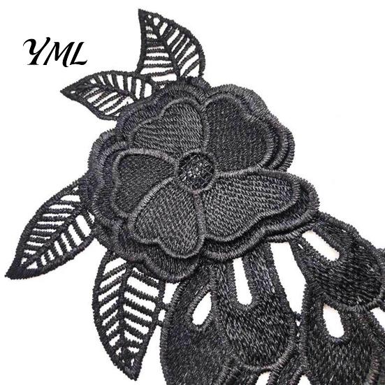 Stage Performance Costume Trim 2Pcs Embroidery Patches for Wedding Dress, Water-soluble Lace Applique, Floral Exquisite Polyester Silk Patch Motif Sew