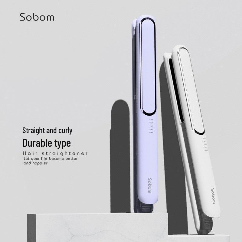 Hair Clip Household 2-in-1 Straightening & Curling Tool for Bangs and Fluffy Styling Beige
