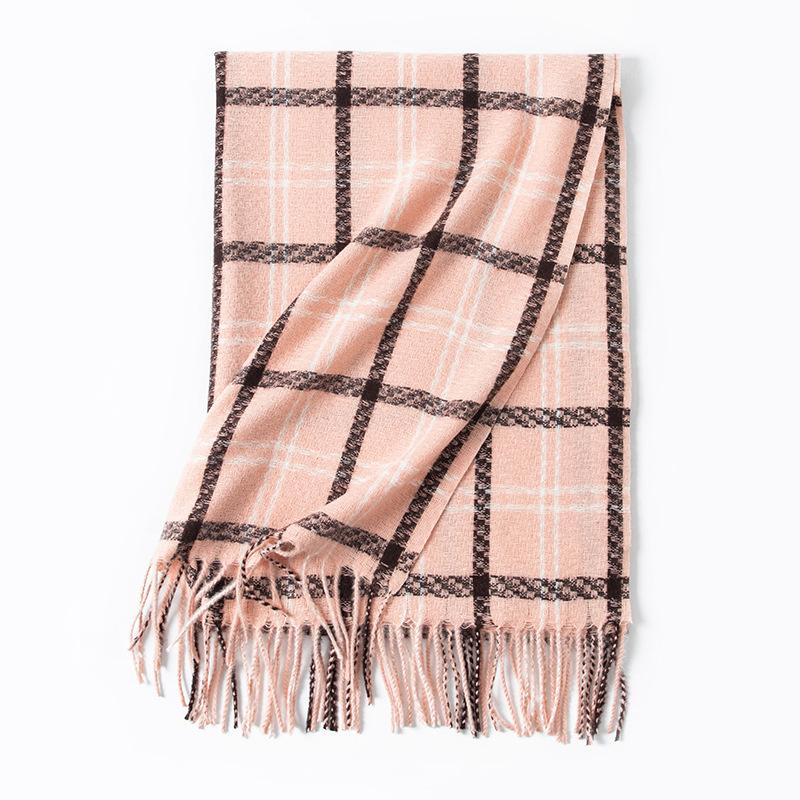 New sweet warm imitation cashmere scarf plaid student couple winter thickened warm scarf