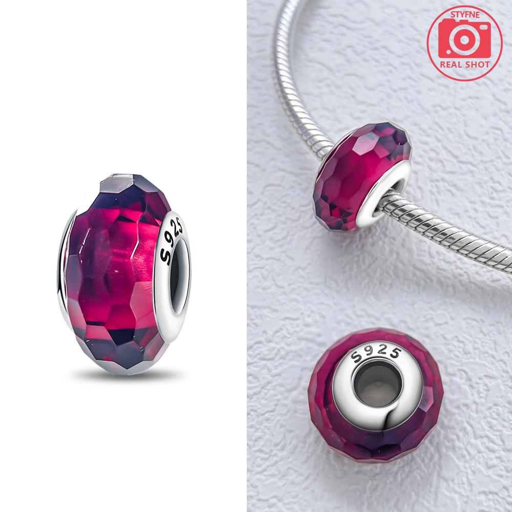 Authentic Certified Pink Glass Bead Blue Romantic Bead Charms Compatible With Bracelets Charm Bead Charms Copper Women Diy Jewellery Making