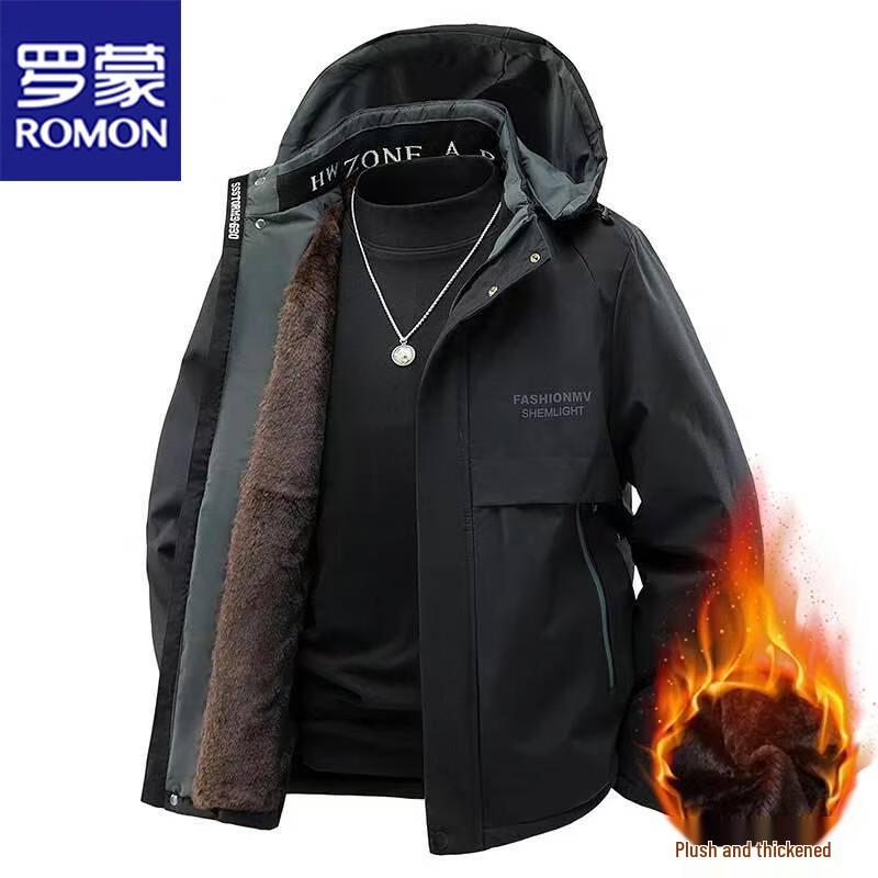 ROMON Men's Hooded Fleece-Lined Jacket